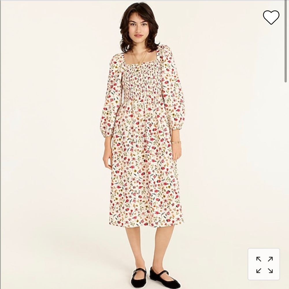 J.Crew smocked puff-sleeve dress in vintage floral